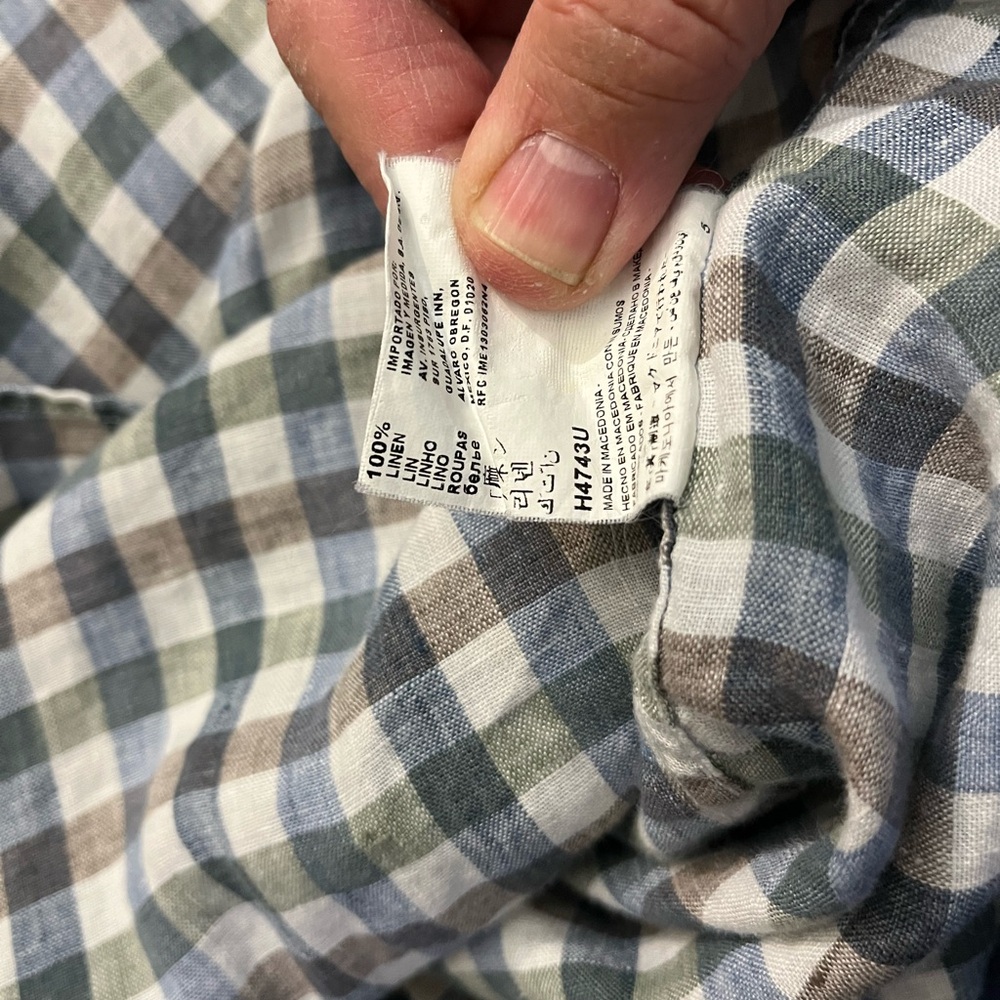 Suitsupply LINEN Check 16/41 Long Sleeve Shirt Cutaway Collar Loose Airy - Picture 5 of 5